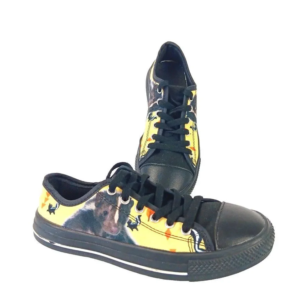 TeeAmazing Skunk Black Low Top Canvas Shoes Kids Size 3 Youth New Sneakers Laced